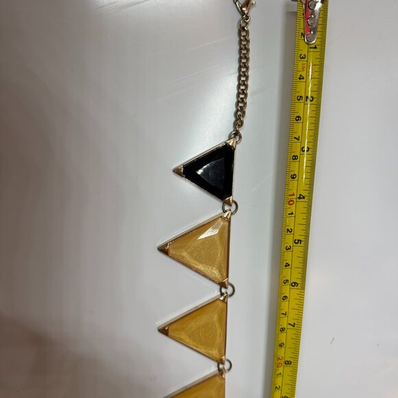 Vintage Signed Mika Geometric Statement Necklace –Boho Chunky Triangular Stones - Picture 7 of 8